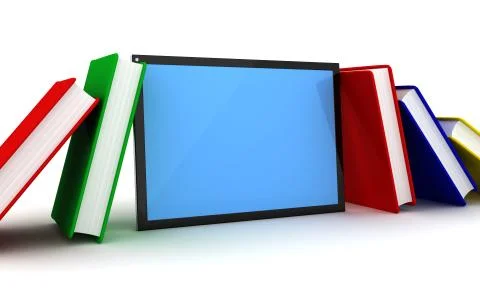 Books and tablet pc. Stock Illustration