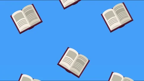 Books animation motion loop, a vibrant background with literature elements .. Stock Footage 333606987
