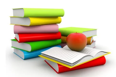 Books with apple.. Stock Illustration