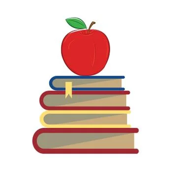 Books apple school Stock Illustration
