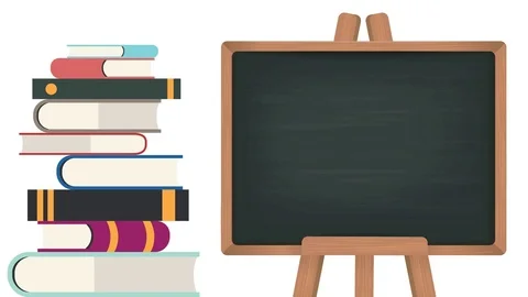 Books Are Dropping to a Book Pile and a Blackboard in Alpha Channel Stock Footage 76180687