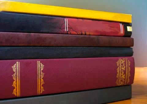 Books are on the table Foto stock