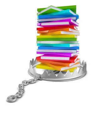 Books in bear trap Stock Illustration