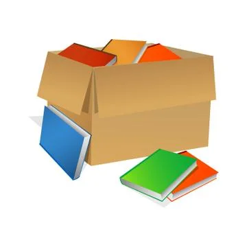 Books in box Stock Illustration