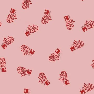 Books brainstorm glyph vector seamless pattern Illustrazione stock