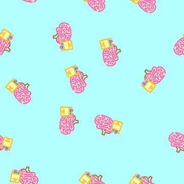 Books brainstorm vector seamless pattern イラスト素材
