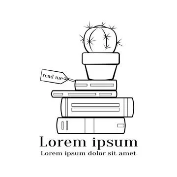 Books cactus logo Stock Illustration