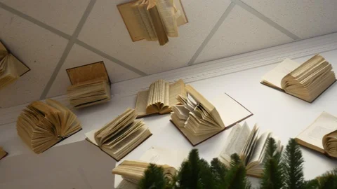 Books on the ceiling Video stock 101572693