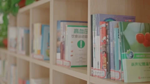 Books close-up in library Video stock 272212706
