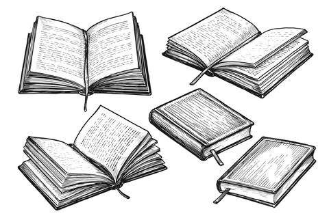 Books collection. Hand drawn vector illustration in sketch style Stock Illustration