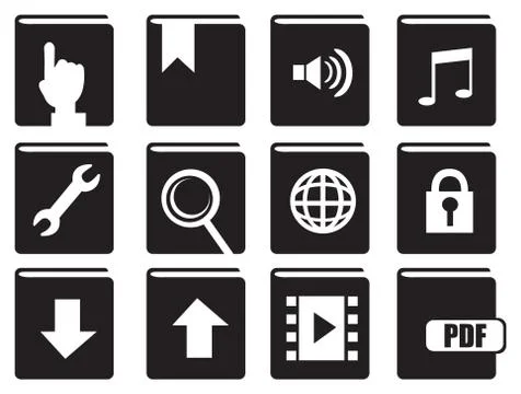Books with Computer Icons Vector Icon Set イラスト素材