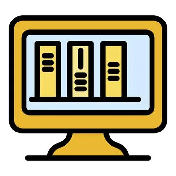 Books on a computer screen icon color outline vector 스톡 일러스트