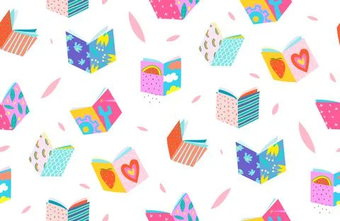 Books Covers Collage Seamless Pattern Stock Illustration