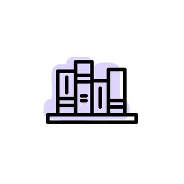 Books, cupboard with color shadow vector icon in book set Stock Illustration