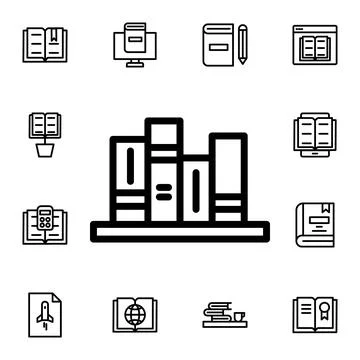 Books, cupboard flat vector icon in books pack Stock Illustration