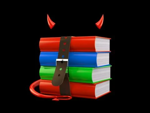 Books with devil horns and tail Stock Illustration