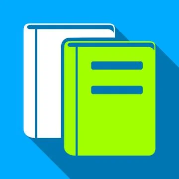 Books Flat Long Shadow Square Icon 库存插图