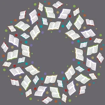 Books Flat pattern Frame vector illustration for decoration, background, Ca.. 库存插图