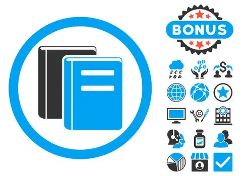 Books Flat Vector Icon with Bonus Illustrazione stock