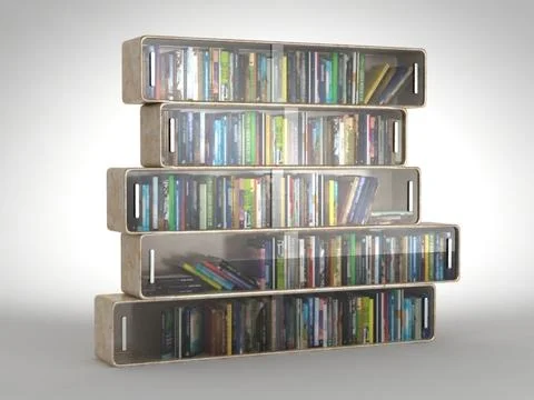 Books with futuristic books shelves 3D Model