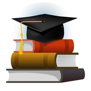Books with the graduation cap Stock Illustration