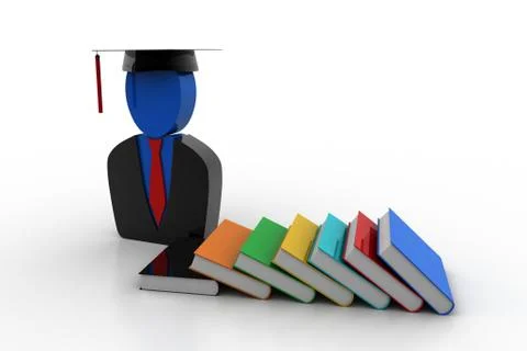 Books with graduation cap Free Stock Illustration