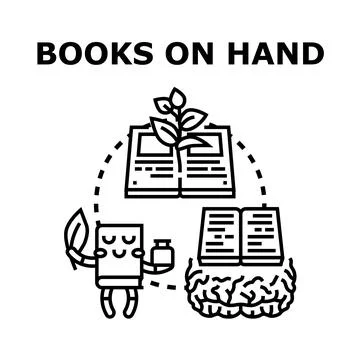 Books on hand knowledge learning and education concept Stock Illustration