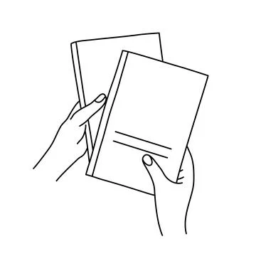 Books in hands linear illustration Stock Illustration