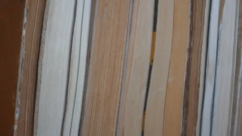 Books, horizontal pan. Video stock 88987387