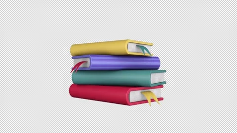 Books icon, 3D animation on a transparent alpha channel background Stock Footage 280571667