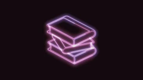 Books Icon Neon Seamless Loop with Black Background 4K Stock Footage 311301112
