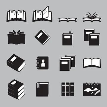 Books icon set Stock Illustration