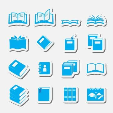 Books icon set Stock Illustration