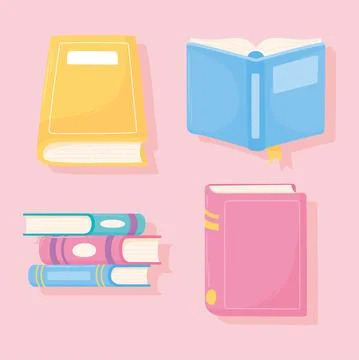 Books icons set learn read study and literature design Stock Illustration