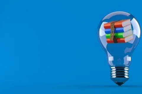 Books inside light bulb Stock Illustration