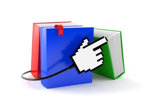 Books with internet cursor Illustrazione stock
