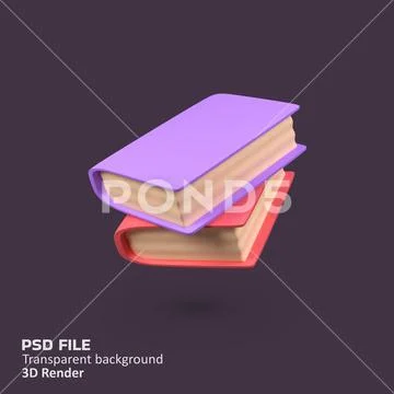 Books isolated 3d render icon illustration PSD Template