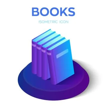 Books isometric icon. Stack of Books isolated on white background for learnin Stock Illustration