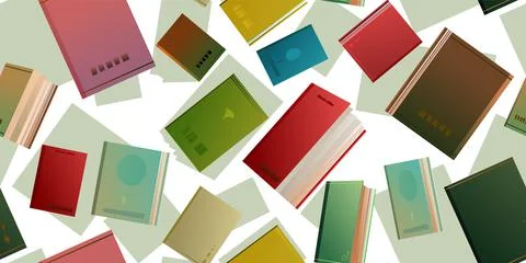 Books items seamless pattern. Cartoon style. Great collection for reading. Li Stock Illustration