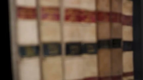 Books of law in Library with changing focus Stock Footage 132648334