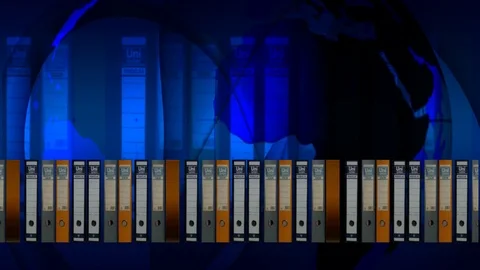 Books library blue animation Video stock 89990504