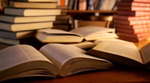 Books in a library Stock Footage 25778443