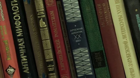 Books in Library Video stock 75522731