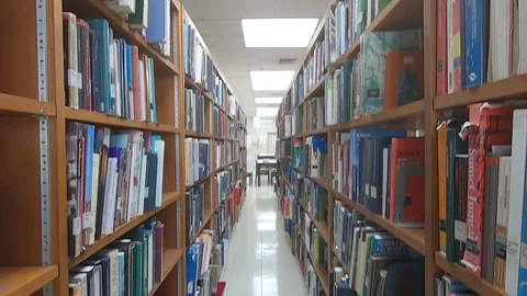 Books in library Stock-Footage 105941914