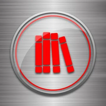 Books library icon. Internet button on metallic background.. Stock Illustration