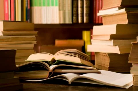 Books in a library Stock Photos