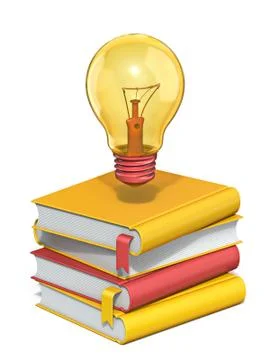 Books with light bulb 3D Illustrazione stock