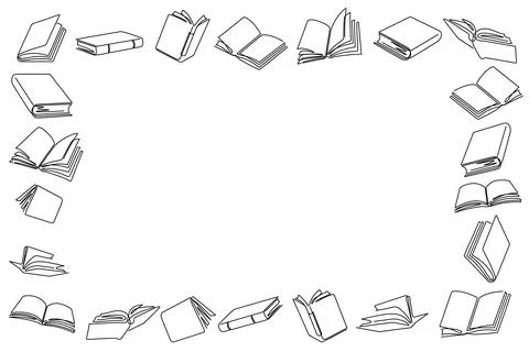 Books line art pattern frame vector illustration Stock Illustration