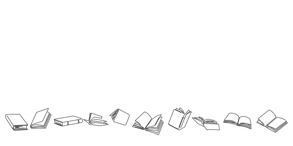 Books line art pattern vector illustration Stock Illustration