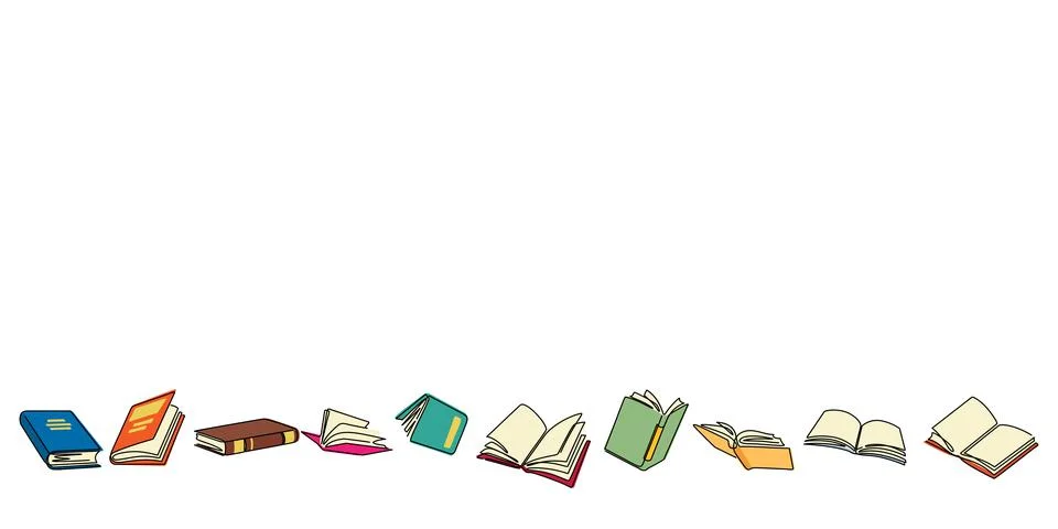 Books line art pattern vector illustration Stock Illustration